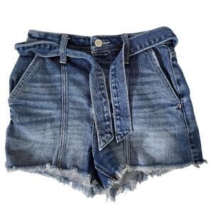 Hollister Women Jean Shorts W23 Ultra High-Rise Mom Short Vintage Stretch Belted
